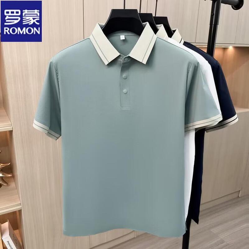 ROMON Men s Cooling Breathable Short Sleeve Polo Shirt L