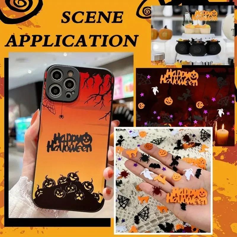 Mixed Witch Ghost Bat Pumpkin Confetti Paillettes,DIY Scrapbook Craft Accessories for Halloween Party Table Home Holiday Ornament Decoration Supplies