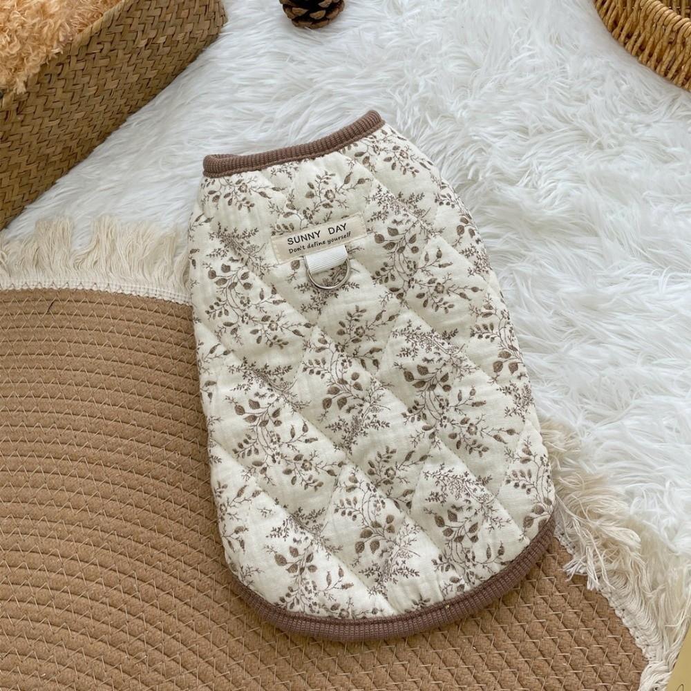 Printed Dog Winter Coat Retro Style Dog Jacket New Padded Vest  for Small Medium Dogs