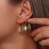 Vintage Stainless Steel Teardrop Hoop Earring for Women Luxury Gold Plated Colorful Stone Earrings Elegant Jewelry Gift