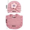 2Pcs Baby Hat Bibs Set Cute Flower Newborn Girl Turban Cap Gauze Ruffle Bib Soft Elastic Infant Toddler Beanie Headwraps