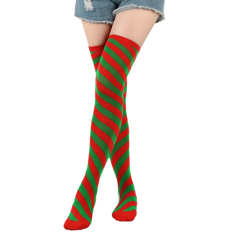Colorful Costume Christmas Knitted Over The Knee Stockings Decoration Fashion