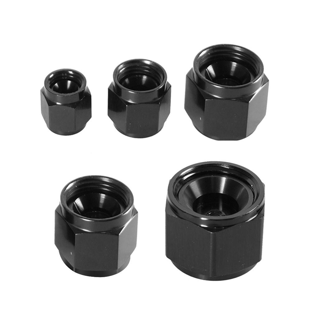 1Pcs High Quality Hex Head Port Fitting AN4 AN6 AN8 AN10 AN12 Adapter Female Flare End Cap Plug Tube Fitting Aluminum Black