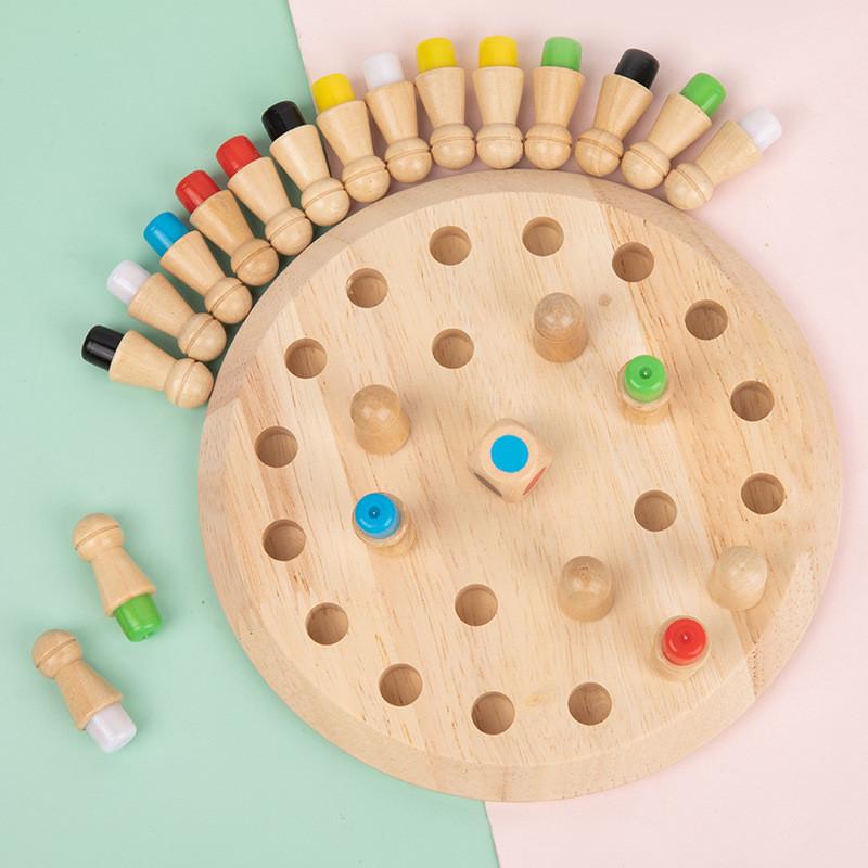 Wooden Chessboard Color Memory Chess Game Memory Concentration Training Wooden Children'S Early Education Educational Toys