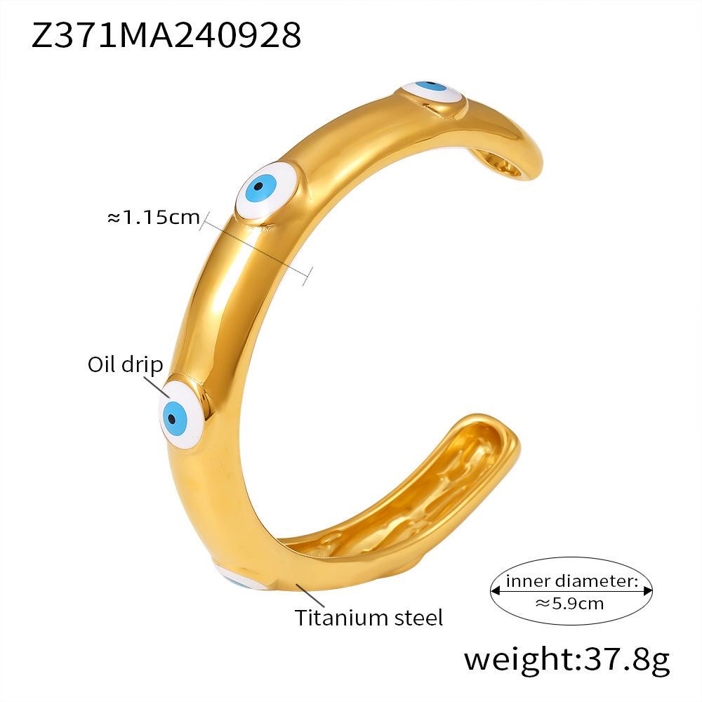 Blue Eye Drip Oil Bracelet: Titanium Steel, 18K Gold-Plated, Light Lux Quirky Magic Eye Jewelry