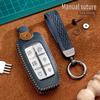 For Hyundai Genesis Crazy Horse Leather Car Key Cover Case G80 GV70 GV80 2019 2020 Remote Key Holder Car Accessories Keychain