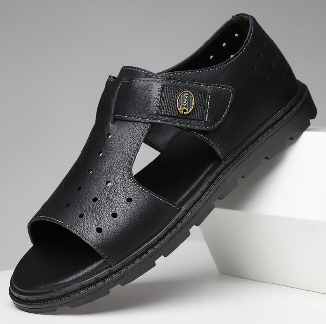 Fashion Genuine Leather Men Roman Sandals Luxury Open Toe Flat Casual Shoes Male Comfor Soft Beach Shoes Fashion Designer Men Sandalias