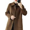 Damen Wollmantel doppelseitig mit Peter-Pan-Kragen - High-End, Figurformend, Locker sitzende Winteroberbekleidung für zierliche Eleganz