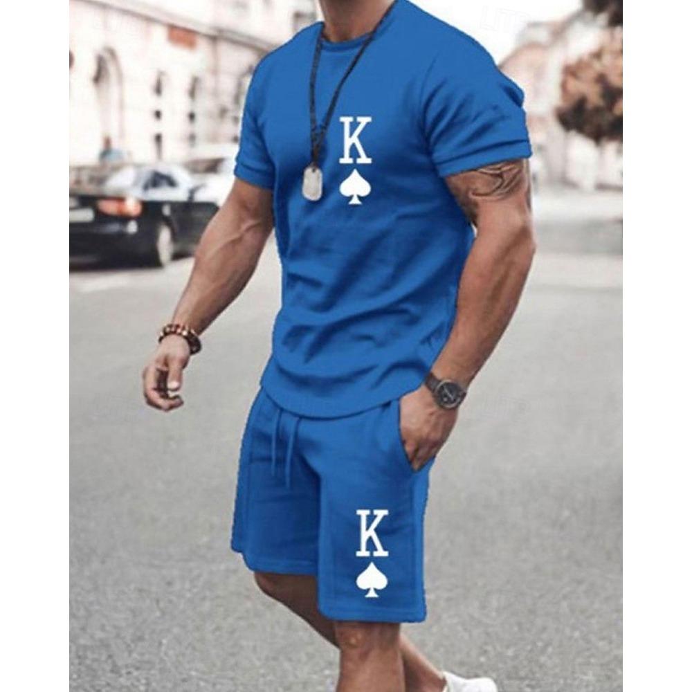 Men's T-shirt Set 2-piece T-shirt and Shorts Set Summer Fashion Casual 2-piece Men's T-shirt Set