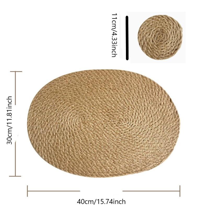 

1/2/4 комплекта овальных салфеток и подставок из джута, плетеных вручную, салфеток в стиле бохо, плетеных вручную подставок для стола в деревенском стиле, салфеток из натурального джута 1set