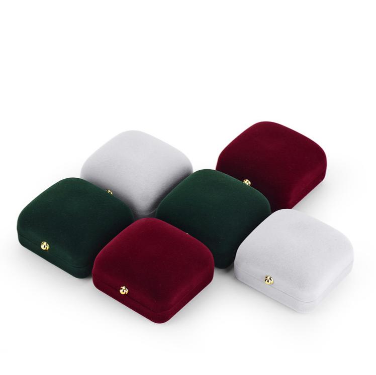 2022 Custom Earring Box Dark Green Velvet Flocking Jewelry Box