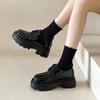 British style platform small leather shoes women's 2025 new spring and summer versatile black jk single shoes muffin loafers ins tide