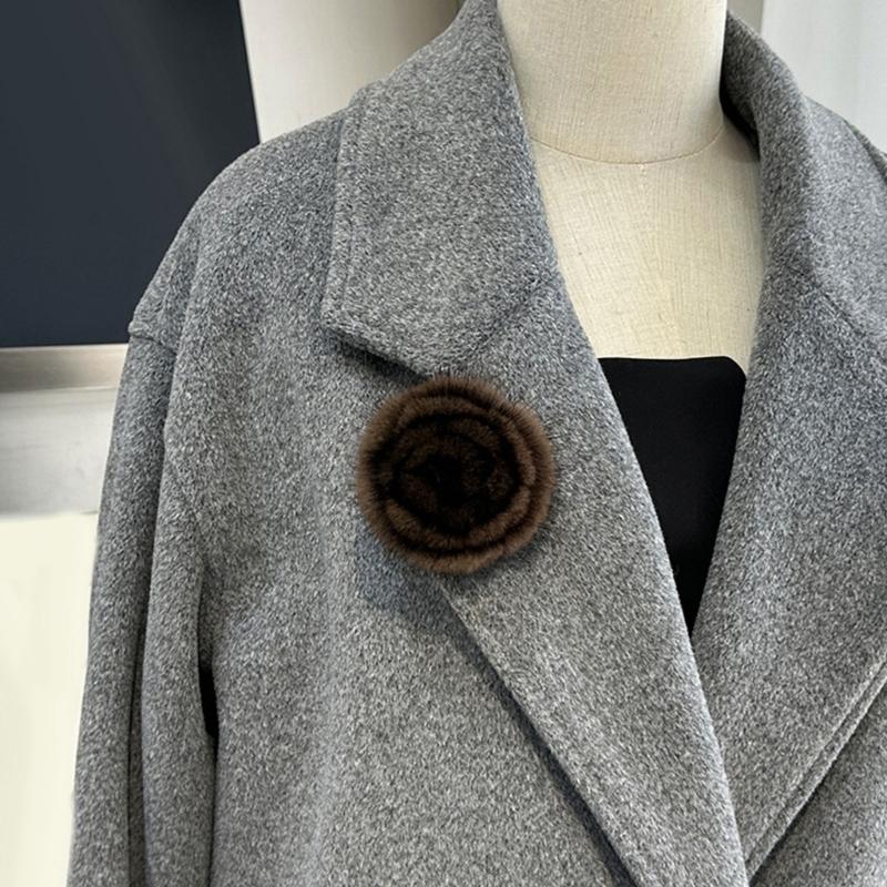 Flower Brooch Pin Imitation Mink Plush Brooch Soft and Comfortable Designs Accessory for Women Various Decoration