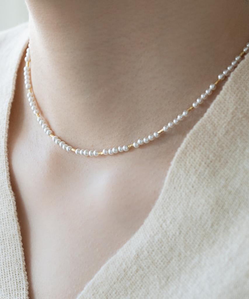Alleun Silver 925 Swarovski Cut Pearl Silver Necklace Choker