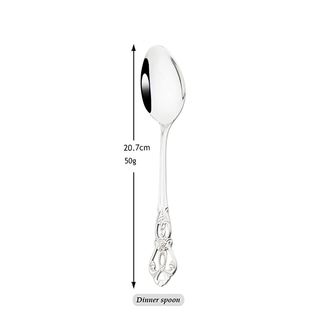 

Винтажный серебряный набор посуды, набор из нержавеющей стали, 1 шт., королевский нож, чайная вилка, кофейная ложка, столовое серебро в стиле вестерн, набор посуды Dinner spoon