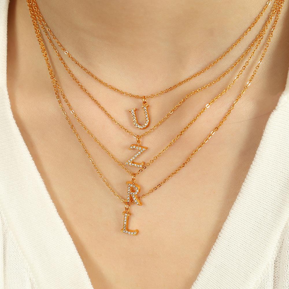 Titanium Steel 26 Letters Elegant And Exquisite Pendant Necklace Light Luxury Fashion Collarbone Chain High Sense Versatile