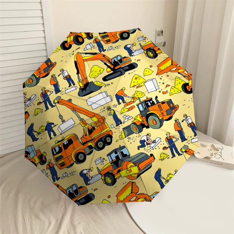 

1PC construction workers construction vehicles Umbrella-8-Rib Reinforced Portable Folding Travel Suitable for All Seasons
