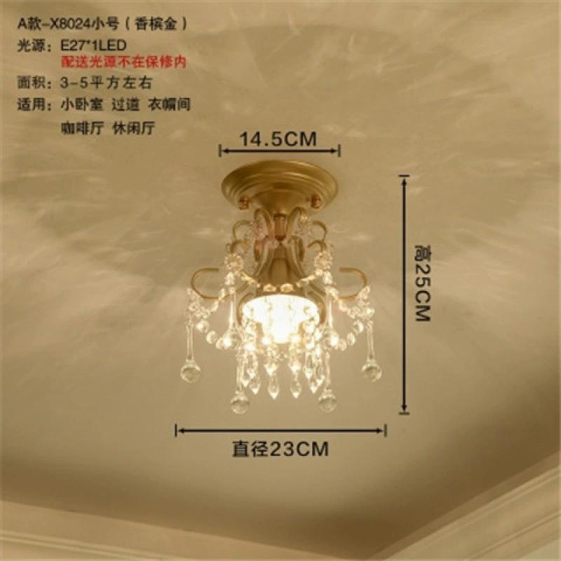 Простой хрустальный одноламповый потолочный светильник, для спальни, коридора, балкона, прихожей, маленький хрустальный подвесной светильник, E27, Белый/золотой Диа