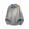 Men’s Casual Knit Polo Sweater – Autumn/Winter Loose Style with Lapel and Base Layer