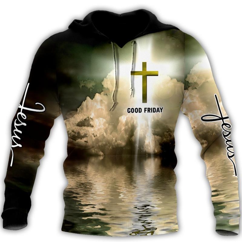 Felpe con cappuccio da uomo Fashion Christian Gesù e Leone Stampa 3D Harajuku Manica lunga con cappuccio Pullover casual Abbigliamento Felpe da uomo