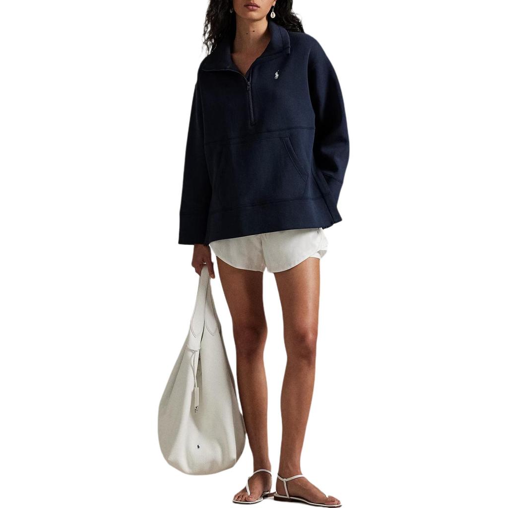 Polo Ralph Lauren Doppellagiger Strick-Halbreißverschluss-Taillen-Hoodie Damen Hoodies 211A89508-002