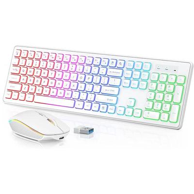 2,4G bezdrátová myš s klávesnicí kombinovaná RGB podsvícená dobíjecí ergonomická bezdrátová myš typu C v plné velikosti