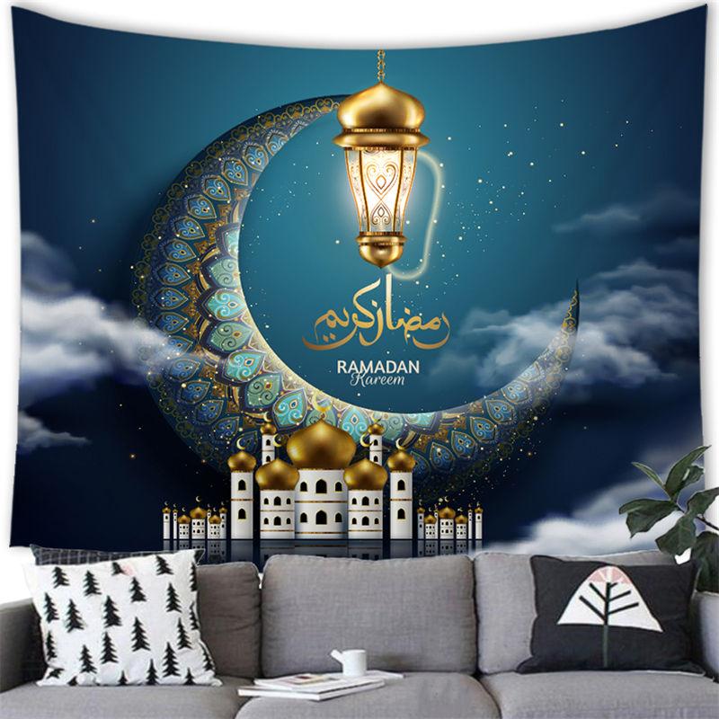 Eid Mubarak Decor Wall Hanging Tapestry Moon Star Muslim Festival Ramadan Decor Backdrop Banner Decor