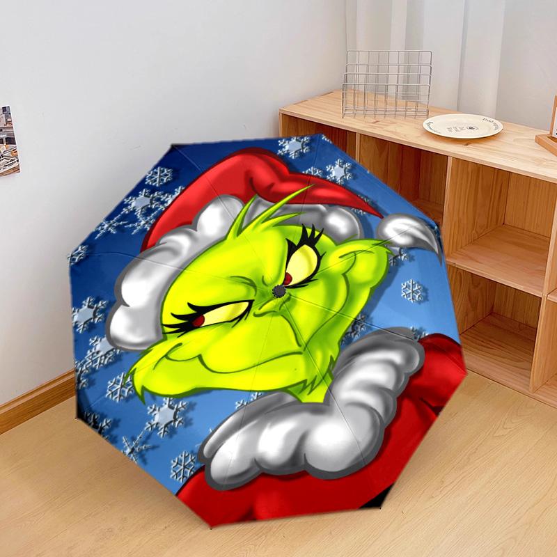Grinch Christmas  Automatic Umbrella - Suitable Travel Outdoor Portable Umbrella Birthday Gift Daily Essentials