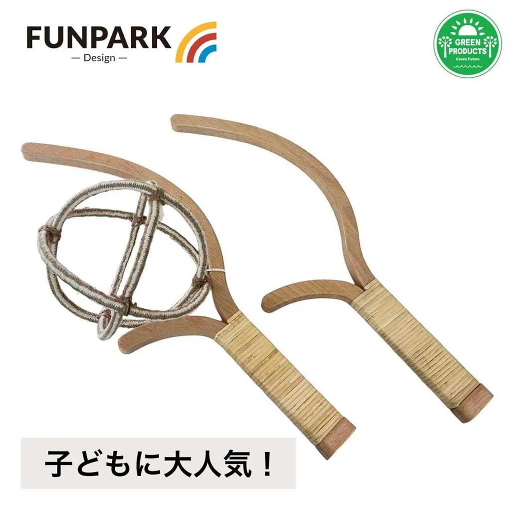 FUNPARK Wood Stick 78501, a rope ball for outdoor play, camping, picnics, and playing catch.