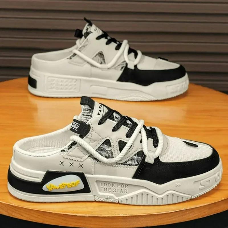 Fashion Slipper Mens Shoes Summer Thick Sole Breathable Comfortable Half Slippers Outdoor Youth Skateboard Shoes Casual Sneakers for Men