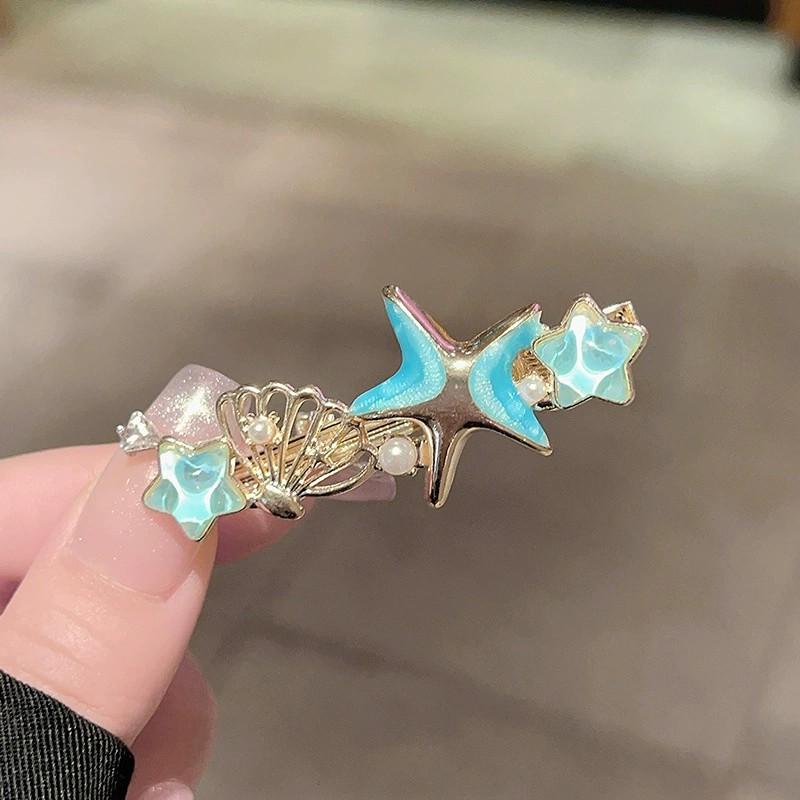 

Pearl Duckbill Clip Dream Blue Fish Tail Hairpin Women s Side Clip Light Luxury Hairpin Korean Style Jewelry Hair Accessories