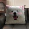 Cute Cat Dog Kawaii Gift Cushion Cover Natural Linen Organic Fabric Double-Sided Printing Sofa Home Decor Gift Pillow Case