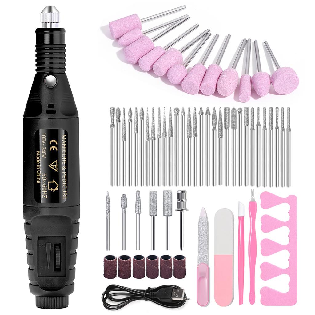 Electric Nail Drill Machine Set Professional Nail Drills Set for Gel Nails Polish Portable Nail File Manicure Tool Set