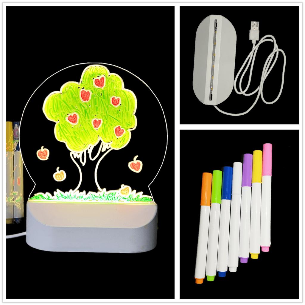 LED Lights Acrylic Message Board Erasable USB Drawing Board Bedroom Night Light Birthday Gift