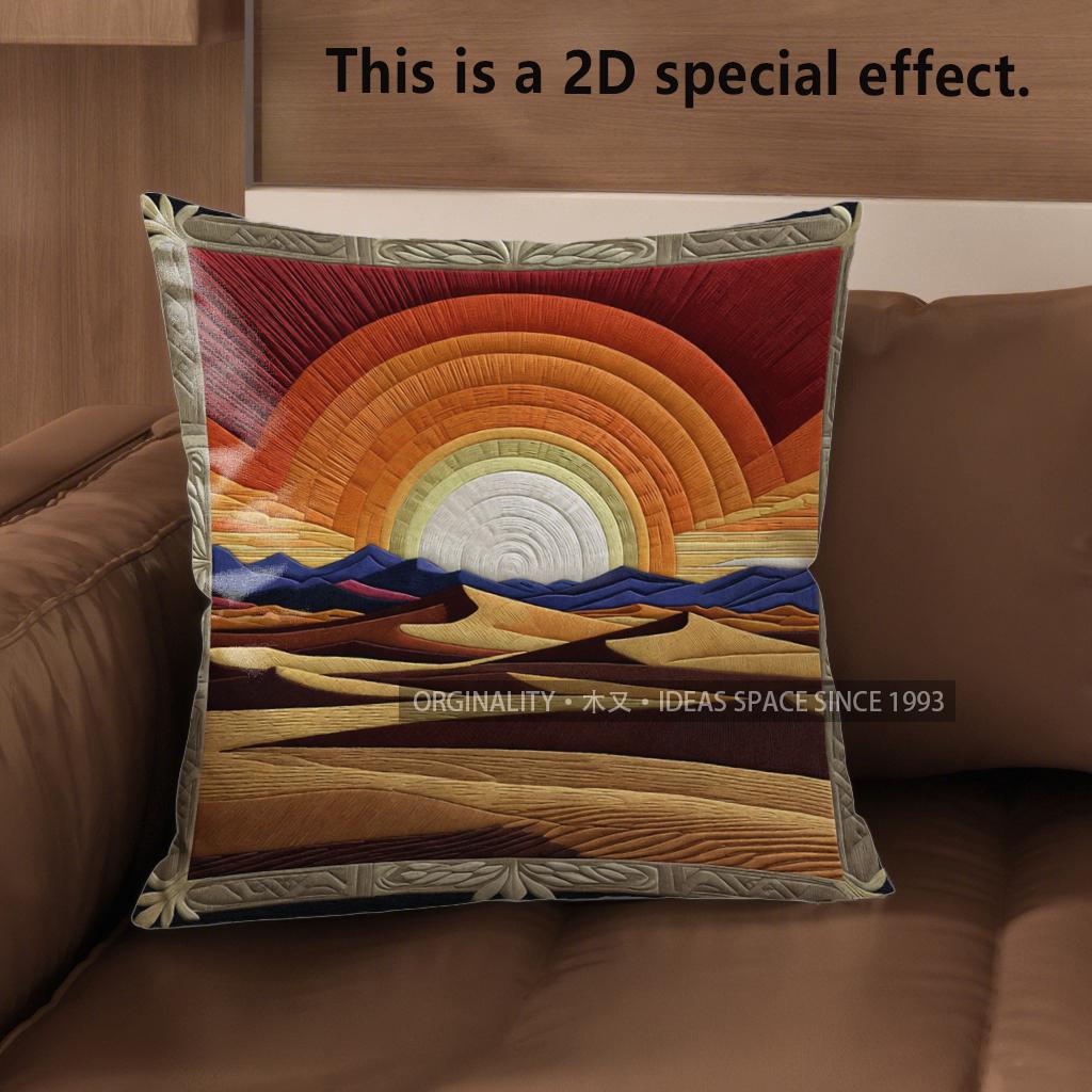2D Sunset Desert Cactus Throw Pillow Covers Pattern Cushion Cover Suitable For Sofa Bedroom Car Pillow Cover