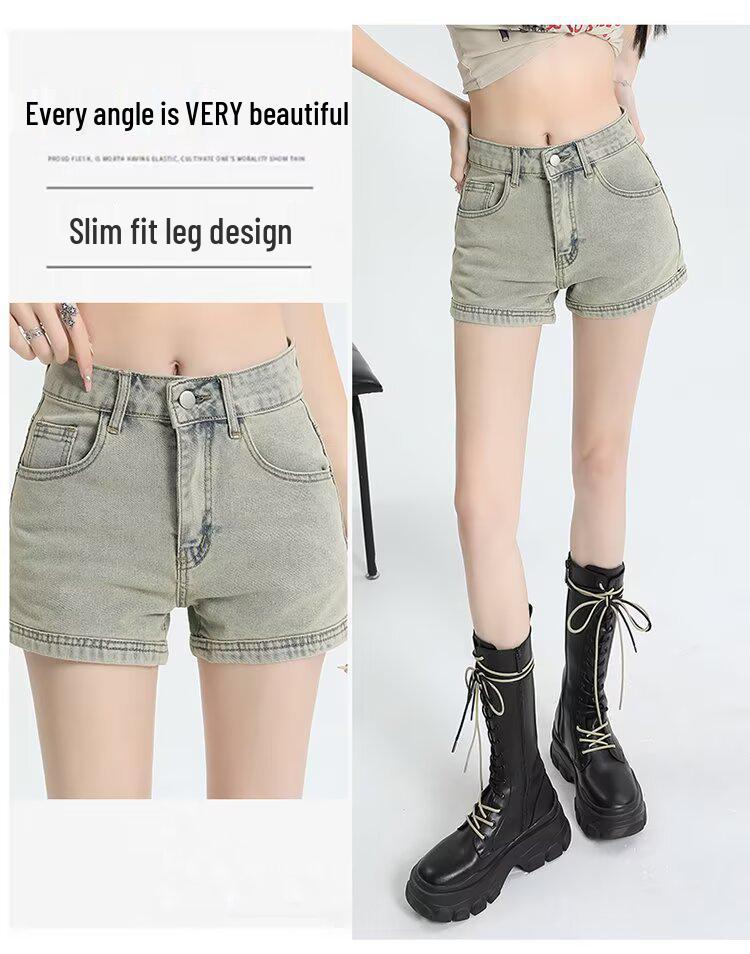 2025 Summer Women's Retro High Waist Plus Size Denim A-line Shorts