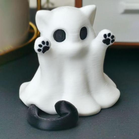 Yousheng Halloween Ghost Cat Statue Cute Mini Cat Figurine Cartoon Desk Ornament for Home Office Tabletop Shelf Decor
