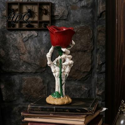 Skeleton Hand Candle Holder Halloween Rose Holder Gothic Resin Decorative Ornament Table Ornaments for Home Decor Dark Style Romantic Atmosphere