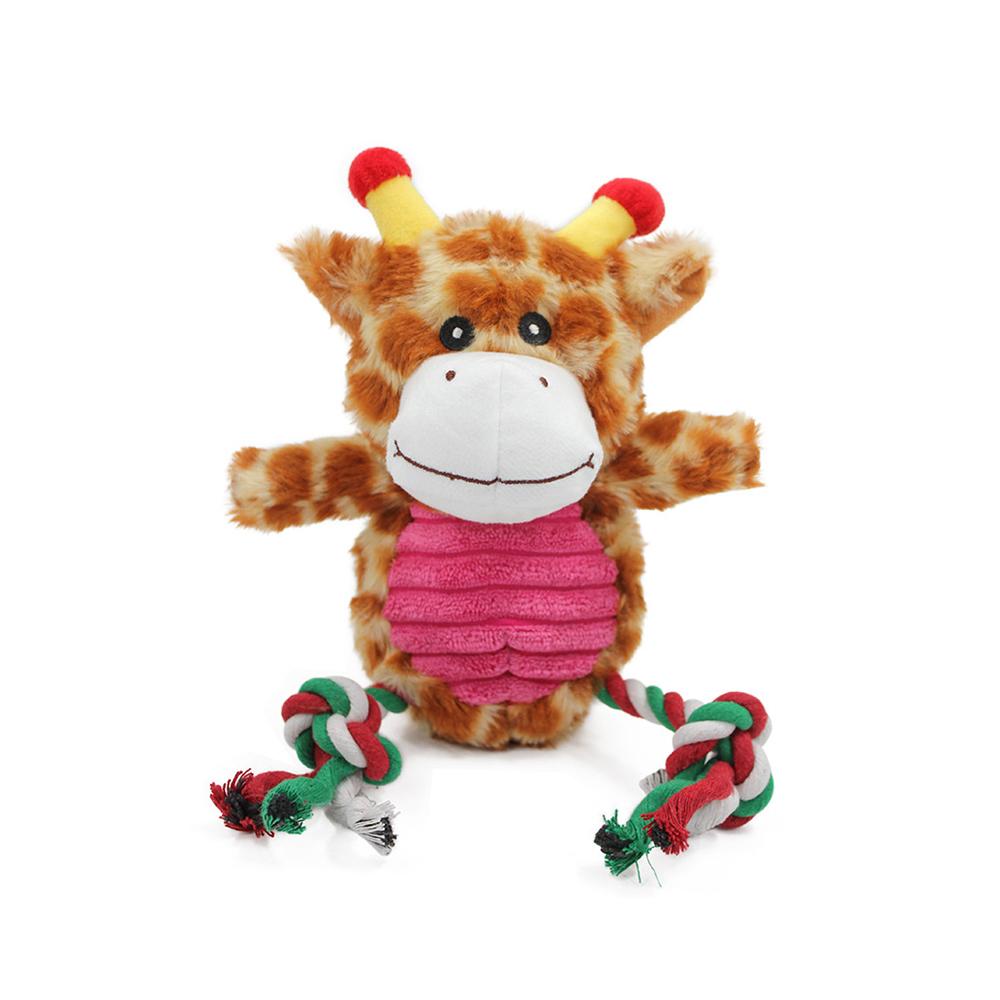 Simulation Leopards Tigers Cotton Rope Knot Dog Toy Plush Giraffe Squeak Pet Toy жирафовый