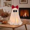 yangyizhi LED Ghost Decoration, Halloween Pink Bow Tabletop Ornament, Soft Fabric Haunted House Decor with Warm Glow for Home