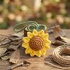 Cotton Crochet Sunflower Pendant Fabric Bag Lanyard Charm Cute Knitted Keychain  Daily
