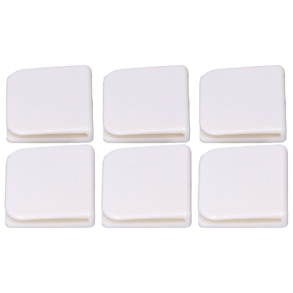 6Pcs Set Shower Splash Curtain Clips White Self Adhesive 4.5x5cm for Home Bathroom Bedroom Living Room Kitchen