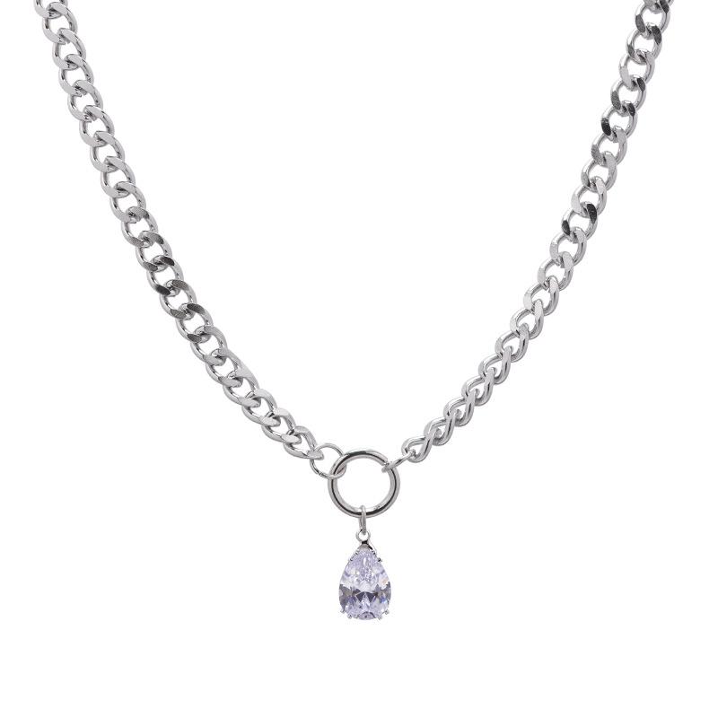 

Новое ожерелье с бриллиантами в виде капли воды, стильное, легкое, роскошное, в стиле хип-хоп, ювелирное изделие из титановой стали, подвеска для женщин