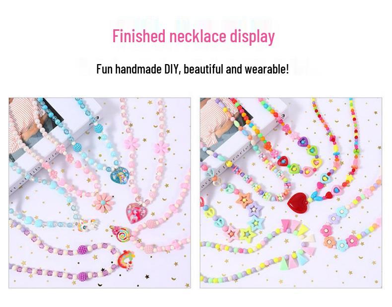 Beaded Toy Kit for Girls: DIY String Beads for Handmade Necklaces - Educational Birthday Gift