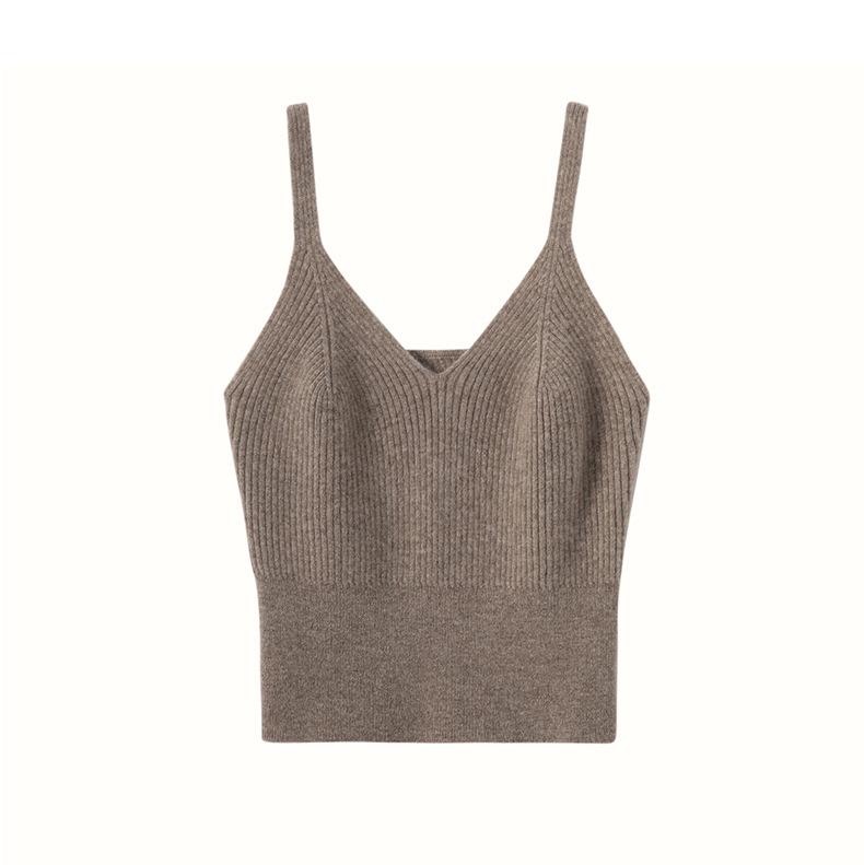 U-Neck Cashmere Camisole: Stylish Women's Knitted Tank Pullover for Autumn/Winter