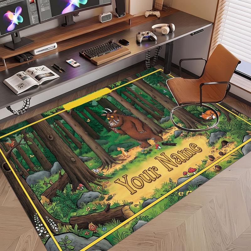 Tappeto in Cristallo Velluto con Testo Nome Personalizzato, Il Gruffalo Morbido Peluche Decorativo Antiscivolo Tappeto per Pavimento