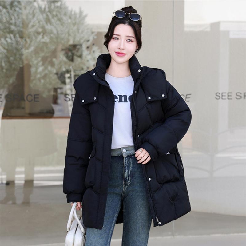 Autumn and Winter Korean Version Hooded Bread Jacket, Thick Down Cotton Jacket, Medium To Long Down Jacket, Loose Outer Jacket, Cotton Jacket