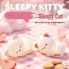 Veilleuse Chat Endormi en Silicone: Lampe de chevet pour enfants activée par le toucher, protectrice pour les yeux, avec minuterie.