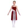 Kids Girls Mesh Overlay Ballet Contemporary Dance Dress Lyrical Leotard Costume Sleeveless Dresses