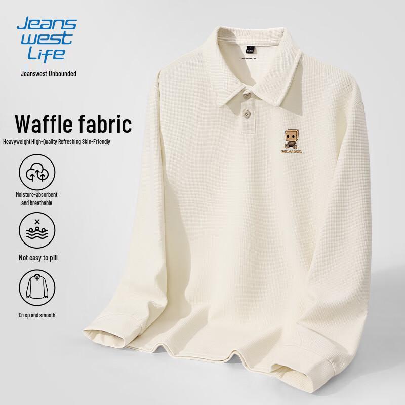 JEANSWEST LIFE Men's Print Long Sleeve Polo Shirt